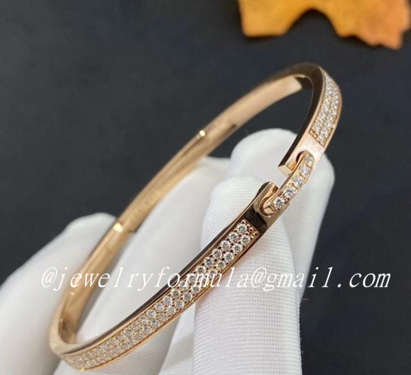 Customized JewelryChaumet Liens Évidence 18K Pink Gold Diamond Paved Bracelet 083555