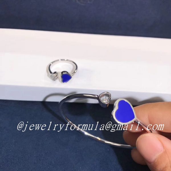 Customized JewelryChopard Happy Diamands Happy Heart Bracelet 18K White Gold Blue Gems With Diamonds 857482-1500