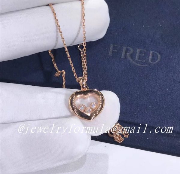 Customized JewelryChopard Happy Diamands Happy Heart Necklace 18K Rose Gold With Diamonds 79A611-5001