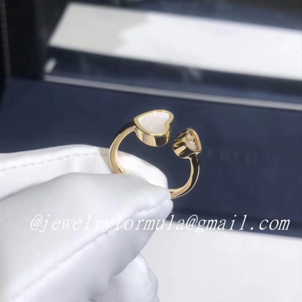 Customized JewelryChopard Happy Diamands Happy Heart Ring 18K Yellow Gold Mother of Pearl With Diamonds 829482-5300