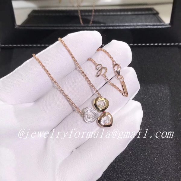 Customized JewelryChopard Happy Diamands Heart Necklace 18K Rose Gold White Gold Rose Gold With Diamonds 819390-9002