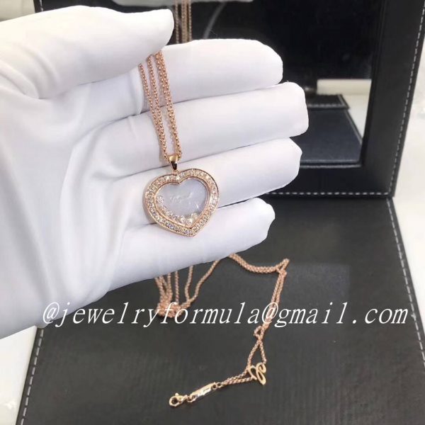 Customized JewelryChopard Happy Diamands Necklace 18K Rose Gold With Diamonds 799202-0003