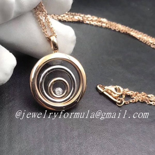 Customized JewelryChopard Happy Diamands Spirit Necklace 18K Rose&White Gold With One Diamonds 795418-9003