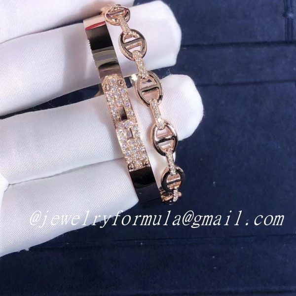 Customized JewelryHermes Kelly 18K Rose Gold Bracelet Diamonds