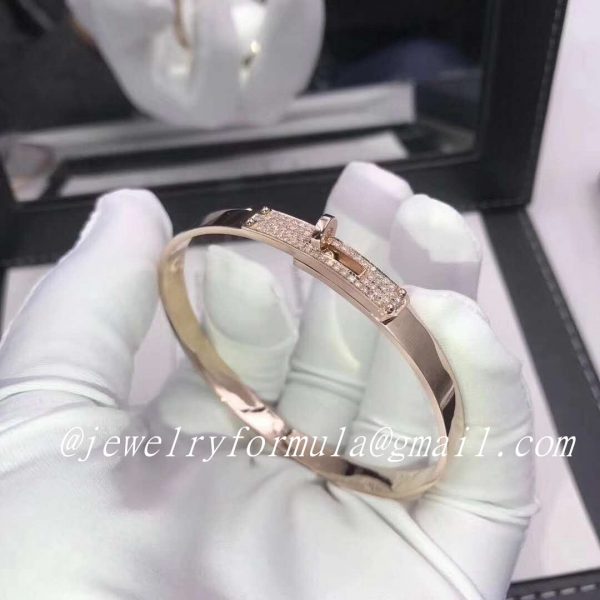 Customized Jewelry:Hermes Kelly Bracelet 18k Rose Gold with Diamonds