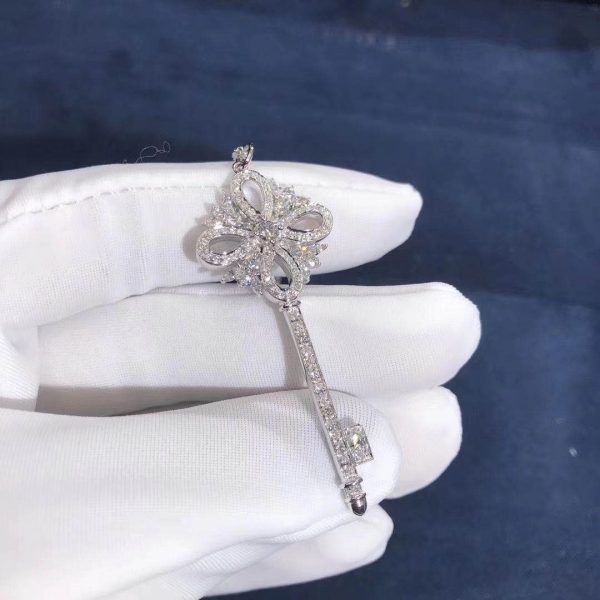Customized JewelryInspired Tiffany Platinum Victoria Diamonds Key Pendant Necklace