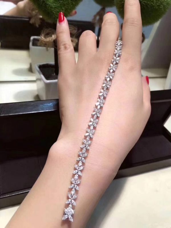 Customized JewelryInspired Tiffany Victoria Mixed Cluster Bracelet Platinum with Diamonds