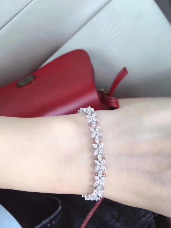 Customized JewelryInspired Tiffany Victoria Mixed Cluster Bracelet Platinum with Diamonds