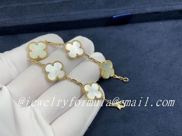 Customized JewelryReal 18K Yellow Gold Vintage Alhambra bracelet, 5 motifs