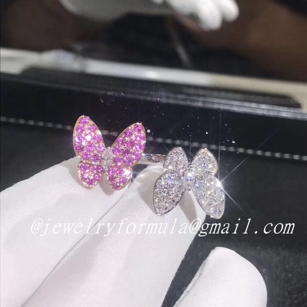 Customized JewelryReal 18k Rose gold Van Cleef & Arpels Two Butterfly Between the Finger ring