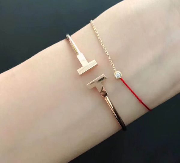 Customized JewelryTiffany 18k Rose Gold T Wire Bracelet