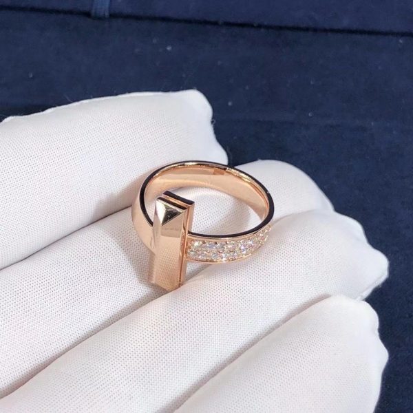 Customized JewelryTiffany 18k Rose Gold T1 Wide Diamond Ring