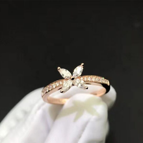 Customized JewelryTiffany Victoria Ring in 18k Rose Gold with Diamonds