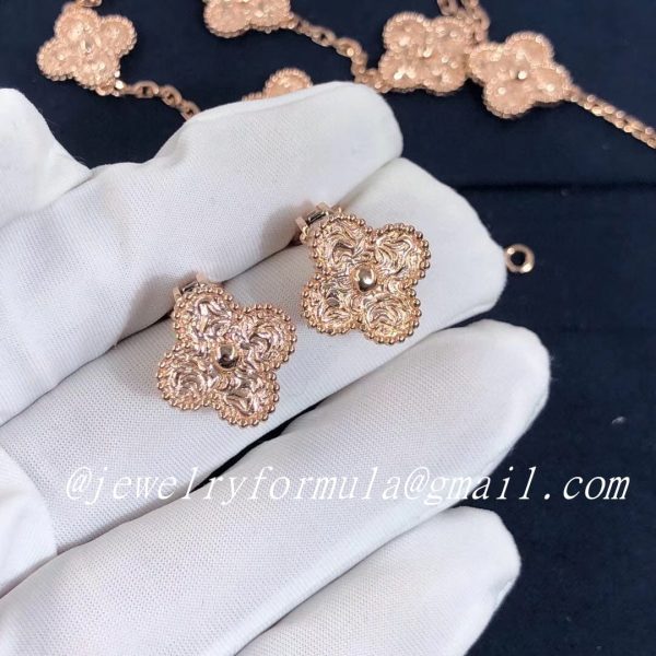 Customized JewelryVan Cleef & Arpels 18K Rose Gold Vintage Alhambra Clover Earrings VCARN9T400