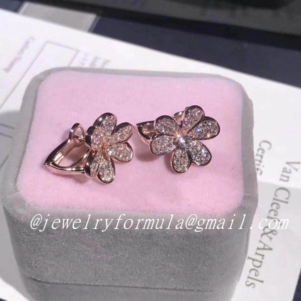 Customized JewelryVan Cleef & Arpels 18K Rose Gold and Diamond Frivole Earrings Small Model