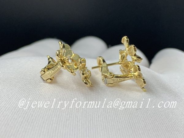 Customized JewelryVan Cleef & Arpels 18K Yellow Gold Diamond Mini Frivole 3 Flowers Earrings VCARP2DV00