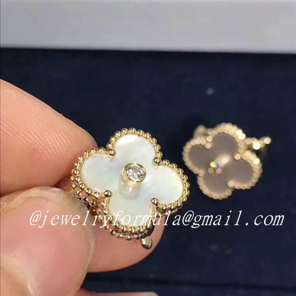Customized JewelryVan Cleef & Arpels 18K Yellow Gold Vintage Alhambra Diamond MOP Earrings
