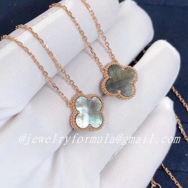 Customized JewelryVan Cleef Arpels 18k Rose Gold Gray Mother-of-pearl Vintage Alhambra Pendant VCARP4KK00
