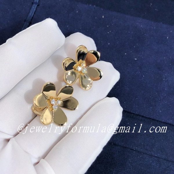 Customized JewelryVan Cleef & Arpels 18k Yellow Gold Frivole Diamond Earrings Large Model VCARB65900