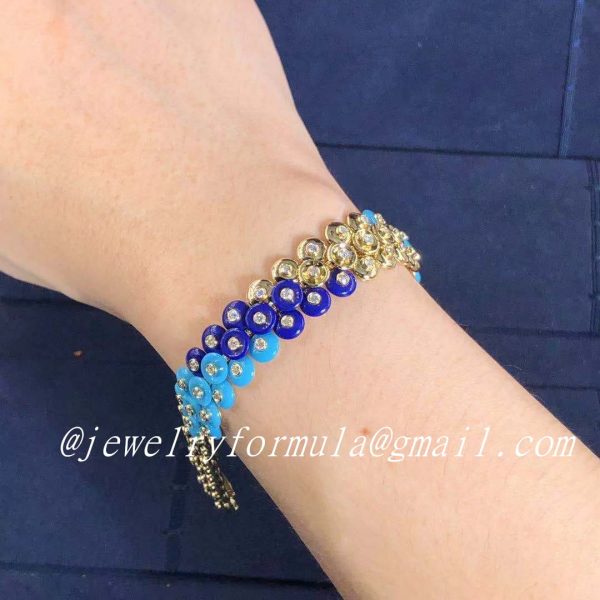 Customized JewelryVan Cleef & Arpels Bouton d’or 18K Yellow gold, Diamond, Lapis Lazuli, Turquoise Bracelet VCARP1AL00
