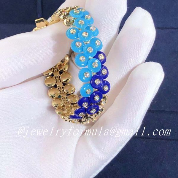 Customized JewelryVan Cleef & Arpels Bouton d’or 18K Yellow gold, Diamond, Lapis Lazuli, Turquoise Bracelet VCARP1AL00