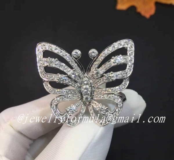 Customized JewelryVan Cleef & Arpels Flying Butterfly Between the Finger Ring 18K White Gold Diamonds VCARA13500
