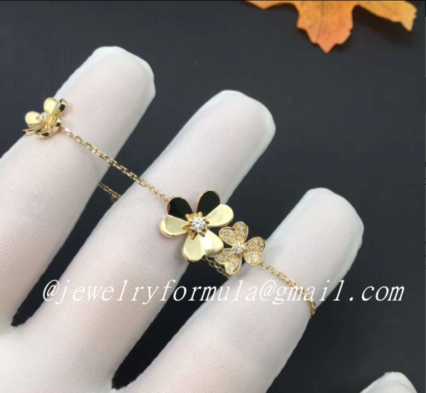 Customized JewelryVan Cleef & Arpels Frivole Bracelet 5 Flowers 18K Yellow Gold Diamond VCARP3W400