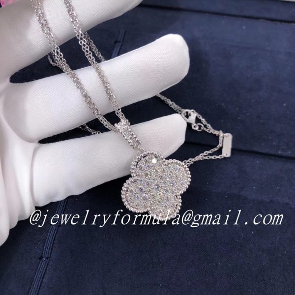 Customized JewelryVan Cleef & Arpels Magic Alhambra 1 motif long necklace 18K white gold with diamonds