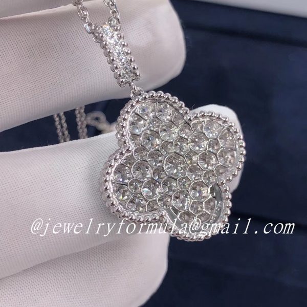 Customized JewelryVan Cleef & Arpels Magic Alhambra 1 motif long necklace 18K white gold with diamonds