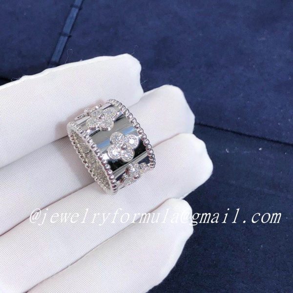 Customized JewelryVan Cleef & Arpels Perlée Clovers Ring Small Model 18K White Gold Diamond VCARO9ND00
