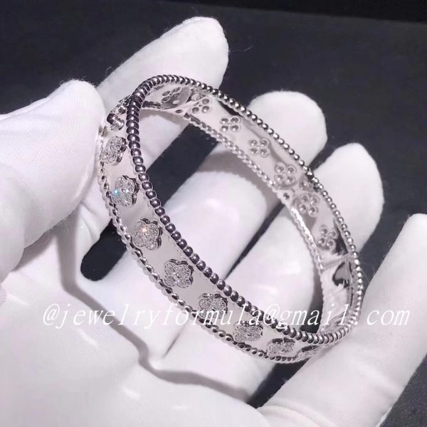 Customized JewelryVan Cleef & Arpels Perlée clovers bracelet 18k white gold large model VCARN5B100