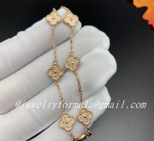 Customized JewelryVan Cleef & Arpels Sweet Alhambra 18K Rose Gold Bracelet 6 Motifs