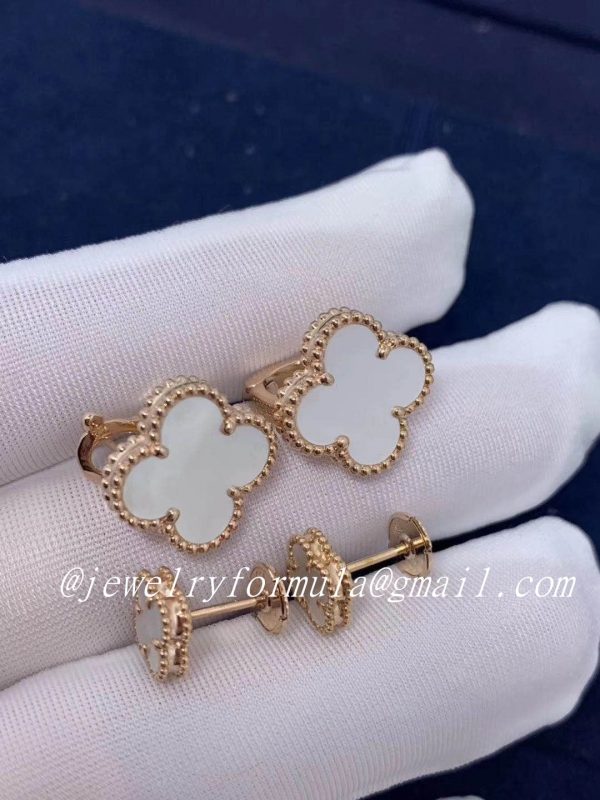 Customized JewelryVan Cleef & Arpels Sweet Alhambra Earstuds 18k Yellow Gold with Mother of Pearl Motifs VCARA44800