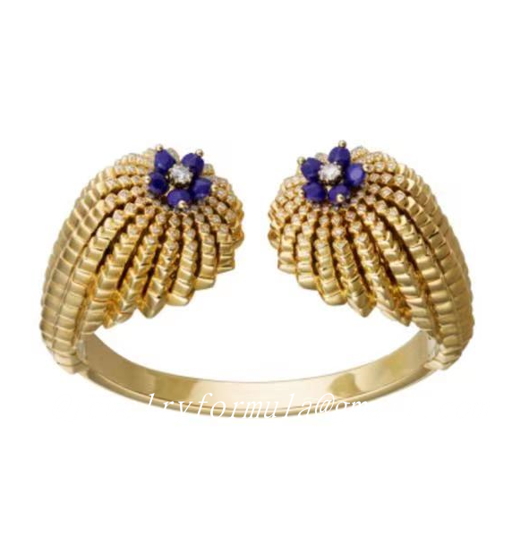 Customized Jewelry：Inspired 18K yellow gold Cactus de Cartier bracelet with lapis lazuli and diamonds
