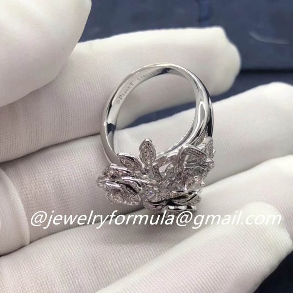 Customized Jewelry:Piaget Rose ring in 18K white gold set with 182 brilliant-cut diamonds G34UT900