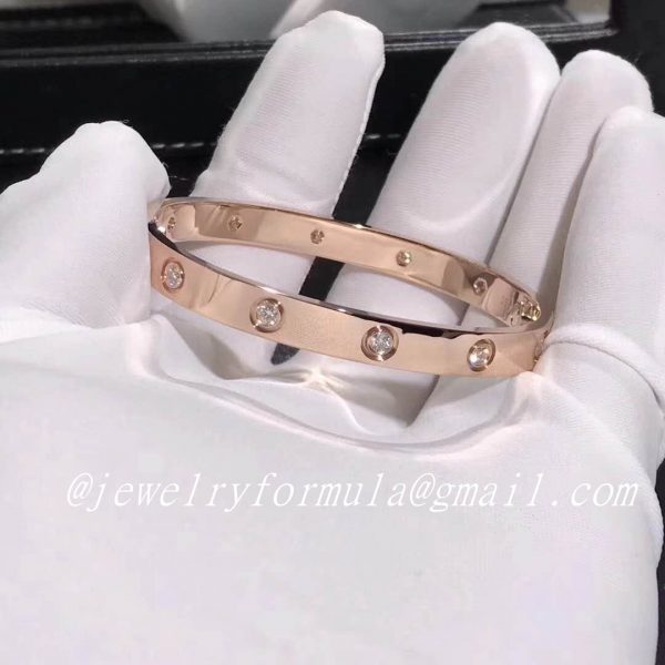 Customized Jewelry:Cartier Love Bracelet 18k Pink Gold with 10 Diamonds B6040617