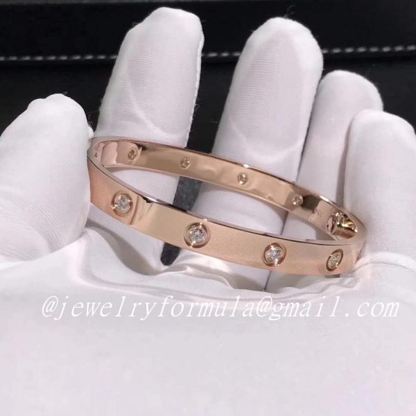 Customized Jewelry:Cartier Love Bracelet 18k Pink Gold with 10 Diamonds B6040617