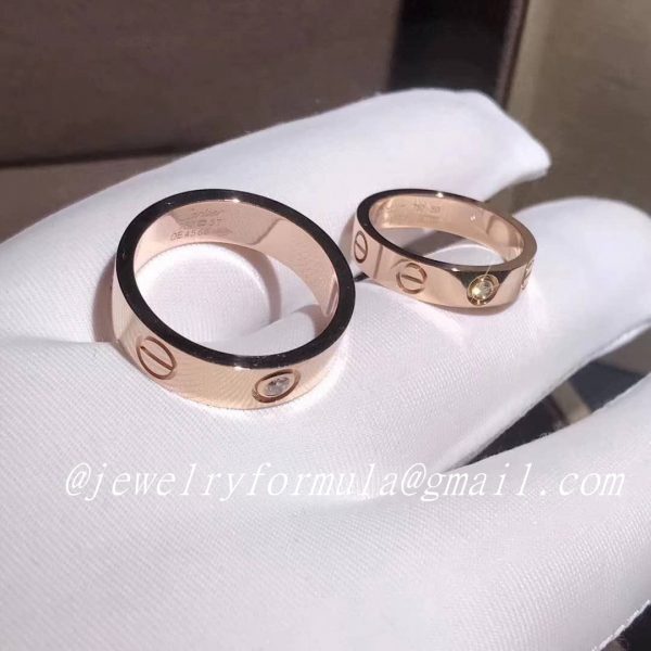 Customized Jewelry:Cartier Love Wedding Band 18k Pink Gold with a Diamond