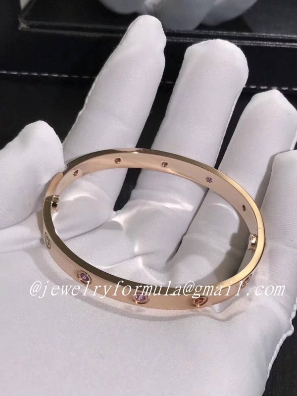 Customized Jewelry:Cartier Love Bracelet 18k Pink Gold Set 10 Gemstones