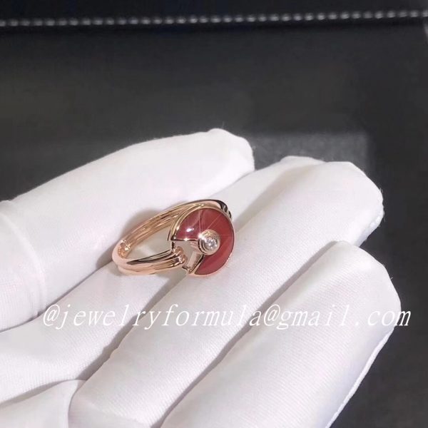 Customized Jewelry:Amulette de Cartier ring XS model 18K pink gold, carnelian