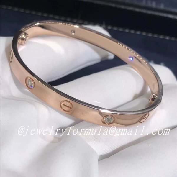 Customized Jewelry:18k Pink Gold Cartier Love Bracelet 4 Diamonds