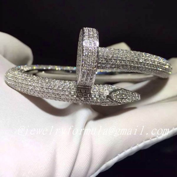 Customized Jewelry:18K white gold Cartier Juste un Clou Nail Bracelet Paved 1752 Diamonds