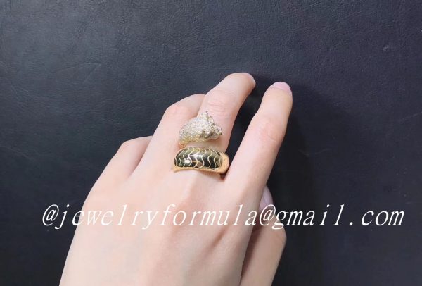 Customized Jewelry:18k Yellow Gold Panthere De Cartier Diamond Head Panthere Ring