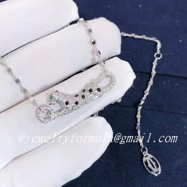 Customized Jewelry:Panthère de Cartier 18k White Gold Black Lacquer and Diamond Necklace N7424218