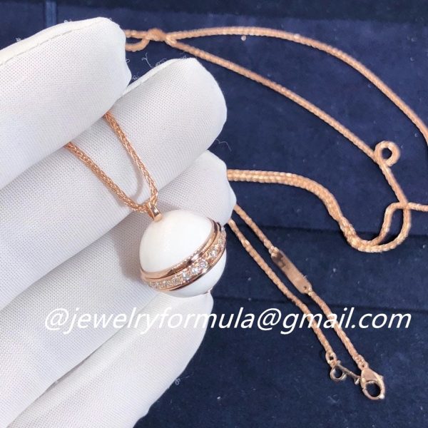 Customized Jewelry:Piaget 18K Rose gold Chalcedony Diamond Pendant G33PD400