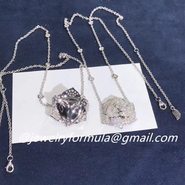Customized Jewelry:Piaget 18k White Gold with 118 Diamonds 2.86ct Rose Pendant Necklace G33U0061