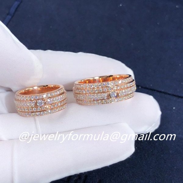 Customized Jewelry: Piaget Possession Ring 18K Rose Gold Four Circle Turnable Full Diamonds G34P1B00