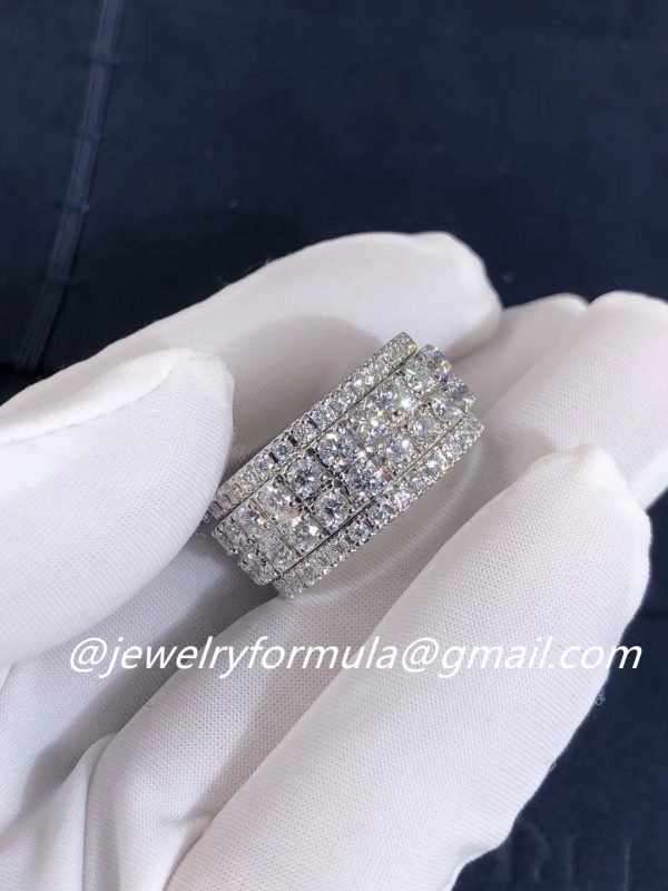 Customized Jewelry: Piaget Possession Ring 18K White Gold Four Circle Full Diamonds G34PY900