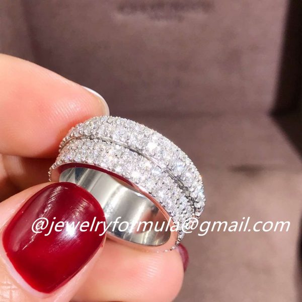 Customized Jewelry: Piaget Possession Ring 18K White Gold Four Circle Full Diamonds G34PY900