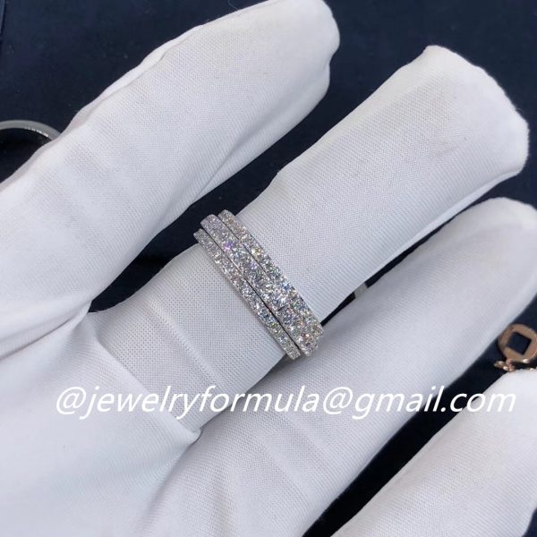 Customized Jewelry: Piaget Possession Ring 18K White Gold Three Circle Full Diamonds G34PZ500
